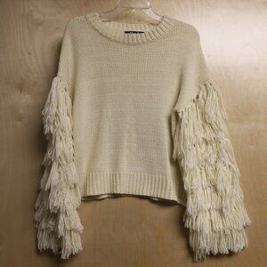 Blue B Fringe Sleeve Drop Shoulder Sweater Sz M/L